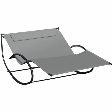 Outsunny Hammock Chair Sun Bed Rock Seat w/ Metal Texteline W/ Pillow Grey Outsunny Hammock Chair Sun Bed Rock Seat W/ Metal Texteline W/ Pillow Grey -Outsunny store 53377264 1