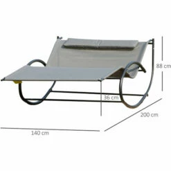 Outsunny Hammock Chair Sun Bed Rock Seat W/ Metal Texteline W/ Pillow Grey 3 Outsunny Hammock Chair Sun Bed Rock Seat W/ Metal Texteline W/ Pillow Grey -Outsunny store 53377264 2