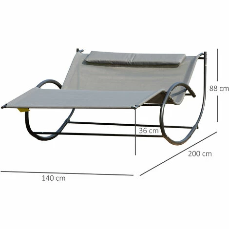 Outsunny Hammock Chair Sun Bed Rock Seat w/ Metal Texteline W/ Pillow Grey Outsunny Hammock Chair Sun Bed Rock Seat W/ Metal Texteline W/ Pillow Grey -Outsunny store 53377264 2
