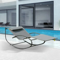Outsunny Hammock Chair Sun Bed Rock Seat W/ Metal Texteline W/ Pillow Grey 4 Outsunny Hammock Chair Sun Bed Rock Seat W/ Metal Texteline W/ Pillow Grey -Outsunny store 53377264 3