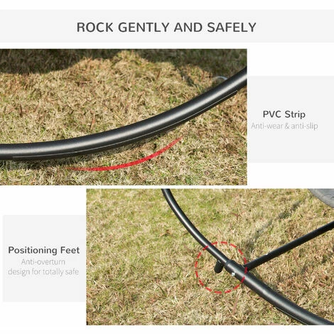 Outsunny Hammock Chair Sun Bed Rock Seat w/ Metal Texteline W/ Pillow Grey Outsunny Hammock Chair Sun Bed Rock Seat W/ Metal Texteline W/ Pillow Grey -Outsunny store 53377264 4