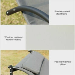 Outsunny Hammock Chair Sun Bed Rock Seat W/ Metal Texteline W/ Pillow Grey 6 Outsunny Hammock Chair Sun Bed Rock Seat W/ Metal Texteline W/ Pillow Grey -Outsunny store 53377264 5
