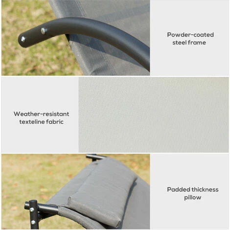 Outsunny Hammock Chair Sun Bed Rock Seat w/ Metal Texteline W/ Pillow Grey Outsunny Hammock Chair Sun Bed Rock Seat W/ Metal Texteline W/ Pillow Grey -Outsunny store 53377264 5
