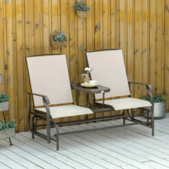 Outsunny 2 Seater Rocker Double Rocking Chair Lounger Outdoor Garden Furniture -Outsunny store 53377278 3