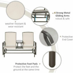 Outsunny 2 Seater Rocker Double Rocking Chair Lounger Outdoor Garden Furniture -Outsunny store 53377278 5