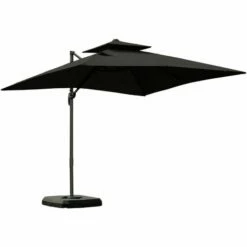 Outsunny 360° Cantilever Parasol Roma Umbrella W/ Base Weights, Cover, Dark Grey