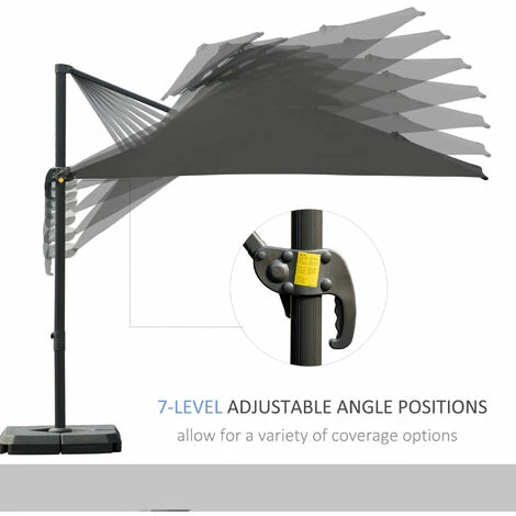 Outsunny 360° Cantilever Parasol Roma Umbrella w/ Base Weights, Cover, Dark Grey Outsunny 360° Cantilever Parasol Roma Umbrella W/ Base Weights, Cover, Dark Grey -Outsunny store 53377334 4