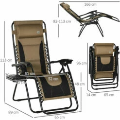 Alternative view of Outsunny Zero Gravity Lounger Folding Recliner Chair W/ Cup Holder Padded Pillow