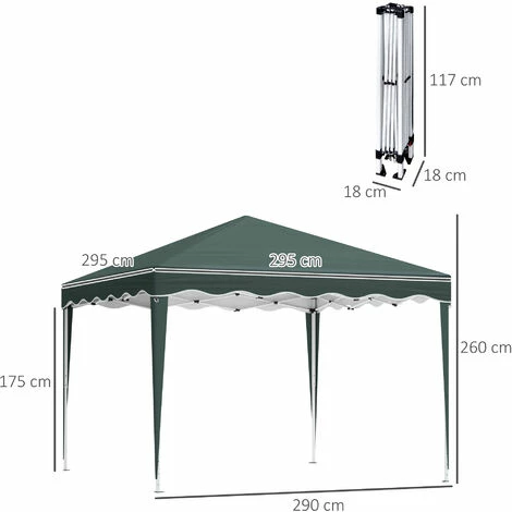 Outsunny 3x3(m) Pop Up Gazebo Marquee Tent for Garden w/ Carry Bag Green Outsunny 3x3(m) Pop Up Gazebo Marquee Tent For Garden W/ Carry Bag Green -Outsunny store 53377379 2