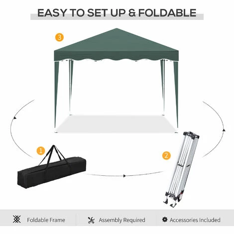 Outsunny 3x3(m) Pop Up Gazebo Marquee Tent for Garden w/ Carry Bag Green Outsunny 3x3(m) Pop Up Gazebo Marquee Tent For Garden W/ Carry Bag Green -Outsunny store 53377379 5