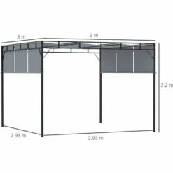 Outsunny 3(m) Steel Pergola Garden Gazebo W/ Retractable Canopy, Dark Grey -Outsunny store 53486736 2