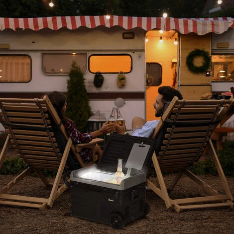 Outsunny 40L Car Refrigerator 12V Portable Freezer w/ Inner LED Light, Wheels Outsunny 40L Car Refrigerator 12V Portable Freezer W/ Inner LED Light, Wheels -Outsunny store 53486773 3