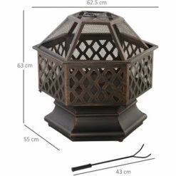 Alternative view of Outsunny Outdoor Fire Pit With Screen And Poker, Backyard Firebowl, Bronze