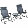 Outsunny 3 Pcs Outdoor Conversation Set W/ Rocking Chairs And Side Table Grey -Outsunny store 53537399 1
