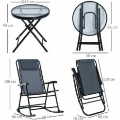Outsunny 3 Pcs Outdoor Conversation Set W/ Rocking Chairs And Side Table Grey 3 Outsunny 3 Pcs Outdoor Conversation Set W/ Rocking Chairs And Side Table Grey -Outsunny store 53537399 2
