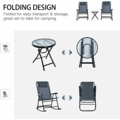 Outsunny 3 Pcs Outdoor Conversation Set W/ Rocking Chairs And Side Table Grey 5 Outsunny 3 Pcs Outdoor Conversation Set W/ Rocking Chairs And Side Table Grey -Outsunny store 53537399 4