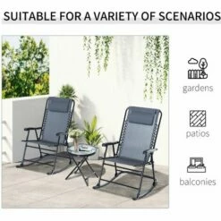 Outsunny 3 Pcs Outdoor Conversation Set W/ Rocking Chairs And Side Table Grey 6 Outsunny 3 Pcs Outdoor Conversation Set W/ Rocking Chairs And Side Table Grey -Outsunny store 53537399 5