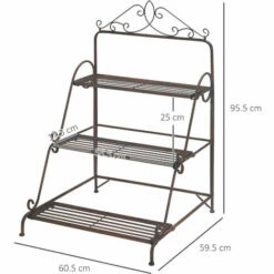 Alternative view of Outsunny 3 Tier Metal Plant Stand, Flower Pot Display Shelf Indoor & Outdoor