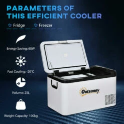Outsunny 12V Portable Car Refrigerator W/ Inner LED Light Indoor Outdoor, 25L 10 Outsunny 12V Portable Car Refrigerator W/ Inner LED Light Indoor Outdoor, 25L -Outsunny store 53537408 4