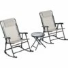 Outsunny 3 Pcs Outdoor Conversation Set W/ Rocking Chairs And Side Table Beige -Outsunny store 53537413 1