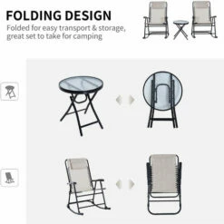 Outsunny 3 Pcs Outdoor Conversation Set W/ Rocking Chairs And Side Table Beige 5 Outsunny 3 Pcs Outdoor Conversation Set W/ Rocking Chairs And Side Table Beige -Outsunny store 53537413 4
