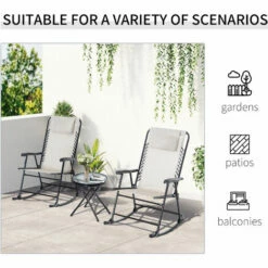 Outsunny 3 Pcs Outdoor Conversation Set W/ Rocking Chairs And Side Table Beige 6 Outsunny 3 Pcs Outdoor Conversation Set W/ Rocking Chairs And Side Table Beige -Outsunny store 53537413 5