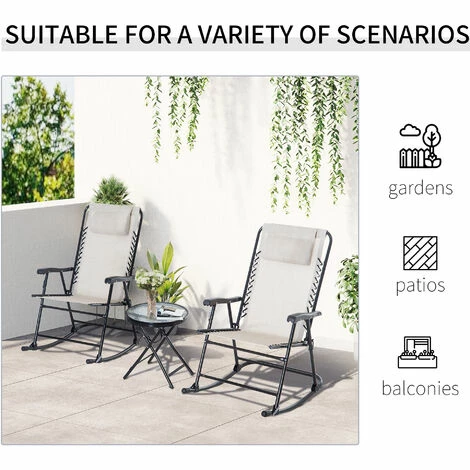 Outsunny 3 Pcs Outdoor Conversation Set w/ Rocking Chairs and Side Table Beige Outsunny 3 Pcs Outdoor Conversation Set W/ Rocking Chairs And Side Table Beige -Outsunny store 53537413 5