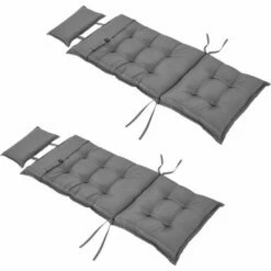 Outsunny 2 Pieces Patio Chair Cushion Set, High Back Seat Pads With Pillow, Grey