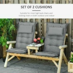 Outsunny 2 Pieces Patio Chair Cushion Set, High Back Seat Pads With Pillow, Grey 10 Outsunny 2 Pieces Patio Chair Cushion Set, High Back Seat Pads With Pillow, Grey -Outsunny store 53537458 4