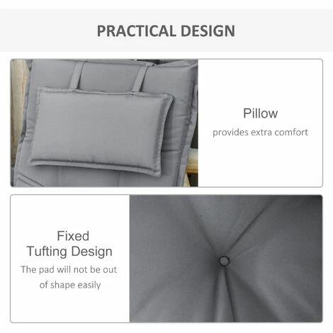 Outsunny 2 Pieces Patio Chair Cushion Set, High Back Seat Pads With Pillow, Grey 7 Outsunny 2 Pieces Patio Chair Cushion Set, High Back Seat Pads With Pillow, Grey - Image 5
