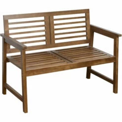 Outsunny 2-Seater Wooden Garden Bench W/ Backrest And Armrest For Yard Brown