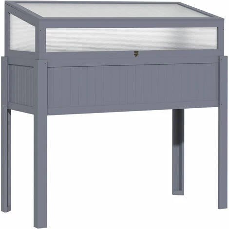 Outsunny 2-IN-1 Wood Cold Frame Mini Greenhouse with Elevated Garden Box Grey Outsunny 2-IN-1 Wood Cold Frame Mini Greenhouse With Elevated Garden Box Grey -Outsunny store 53592923 1