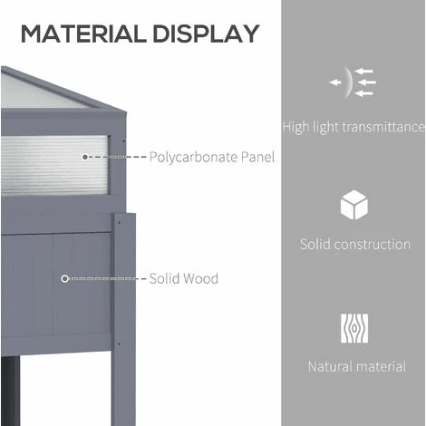 Outsunny 2-IN-1 Wood Cold Frame Mini Greenhouse with Elevated Garden Box Grey Outsunny 2-IN-1 Wood Cold Frame Mini Greenhouse With Elevated Garden Box Grey -Outsunny store 53592923 4