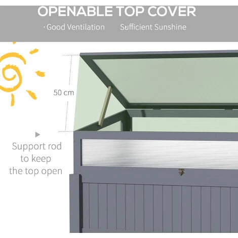 Outsunny 2-IN-1 Wood Cold Frame Mini Greenhouse with Elevated Garden Box Grey Outsunny 2-IN-1 Wood Cold Frame Mini Greenhouse With Elevated Garden Box Grey -Outsunny store 53592923 5