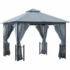 Outsunny 4 X 3.35(m) Steel Frame Patio Gazebo Canopy W/ 2 Tier Roof, Grey -Outsunny store 53592924 1
