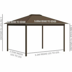Outsunny 3.6 X 3(m) Metal Backyard Hardtop Gazebo With Screened Curtain Brown -Outsunny store 53592926 2