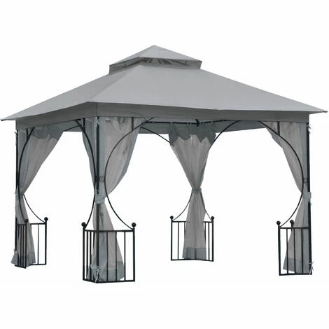 Outsunny Gazebo Party Tent Canopy Sun Shade For Patio Garden Light Grey 3x3(m) 3 Outsunny Gazebo Party Tent Canopy Sun Shade For Patio Garden Light Grey 3x3(m)