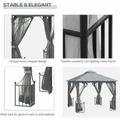 Outsunny Gazebo Party Tent Canopy Sun Shade For Patio Garden Light Grey 3x3(m) 11 Outsunny Gazebo Party Tent Canopy Sun Shade For Patio Garden Light Grey 3x3(m) -Outsunny store 53592933 5