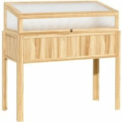 Outsunny 2-IN-1 Wood Cold Frame Mini Greenhouse With Elevated Garden Box Natural