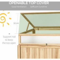 Outsunny 2-IN-1 Wood Cold Frame Mini Greenhouse With Elevated Garden Box Natural 6 Outsunny 2-IN-1 Wood Cold Frame Mini Greenhouse With Elevated Garden Box Natural -Outsunny store 53592935 5