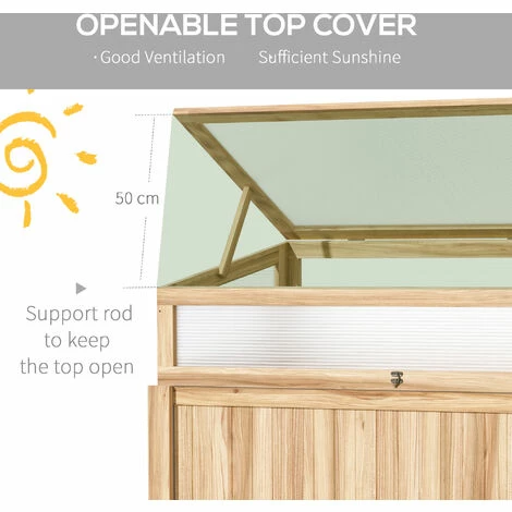 Outsunny 2-IN-1 Wood Cold Frame Mini Greenhouse with Elevated Garden Box Natural Outsunny 2-IN-1 Wood Cold Frame Mini Greenhouse With Elevated Garden Box Natural -Outsunny store 53592935 5
