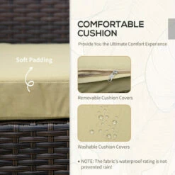 Outsunny 3 Pieces Rattan Patio Bistro Set 2 Chairs Coffee Side Table Set -Outsunny store 53630422 5