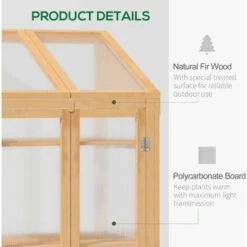 Outsunny Wooden Greenhouse Cold Frame Grow House W/ Double Door For Flower Brown -Outsunny store 53630424 4
