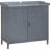 Outsunny Garden Storage Cabinet Potting Bench Table With Galvanized Top, Grey -Outsunny store 53630428 1