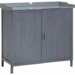 Outsunny store 30 Outsunny Garden Storage Cabinet Potting Bench Table With Galvanized Top, Grey