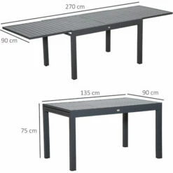 Outsunny Extendable Garden Table 10 Seater For Lawn Balcony And Backyard Grey -Outsunny store 53630429 2