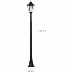 Alternative view of Outsunny Outdoor Solar Powered Lantern Lamp Garden Lamp Post Light Black