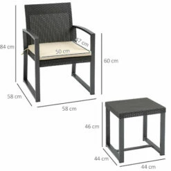 Alternative view of Outsunny Patio PP Rattan Style Garden Bistro Set, Armchairs & Tea Table Set
