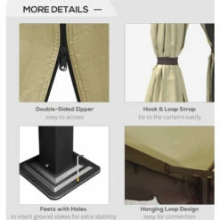 Outsunny 3 X 3(m) Patio Gazebo Garden Shelter W/ Mosquito Netting, Beige -Outsunny store 53651616 5