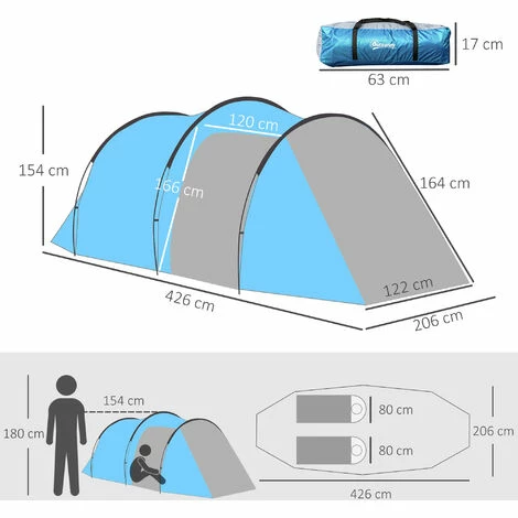 Outsunny 3 Man Camping Tent w/ 2 Rooms Porch Vents Rainfly Weather-Resistant Outsunny 3 Man Camping Tent W/ 2 Rooms Porch Vents Rainfly Weather-Resistant -Outsunny store 53651638 2